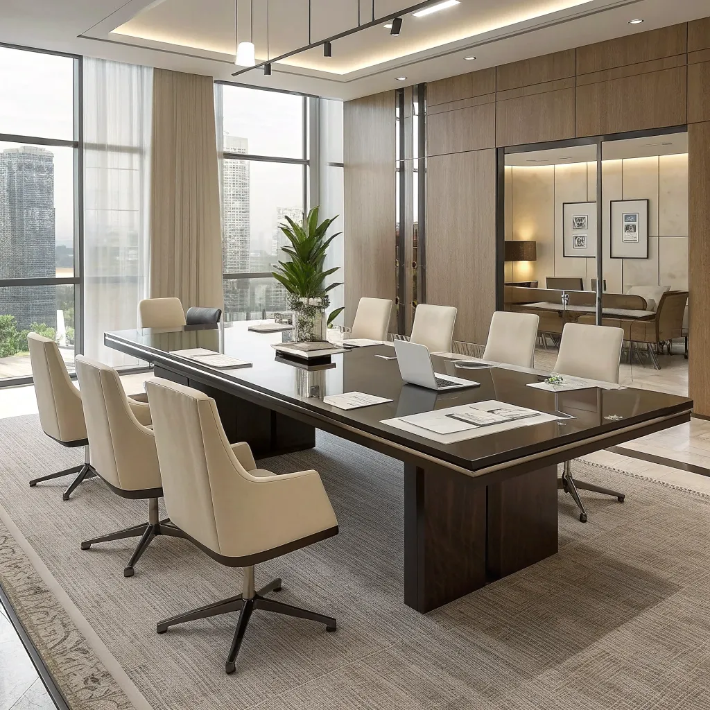 Contemporary conference table in a corporate setting