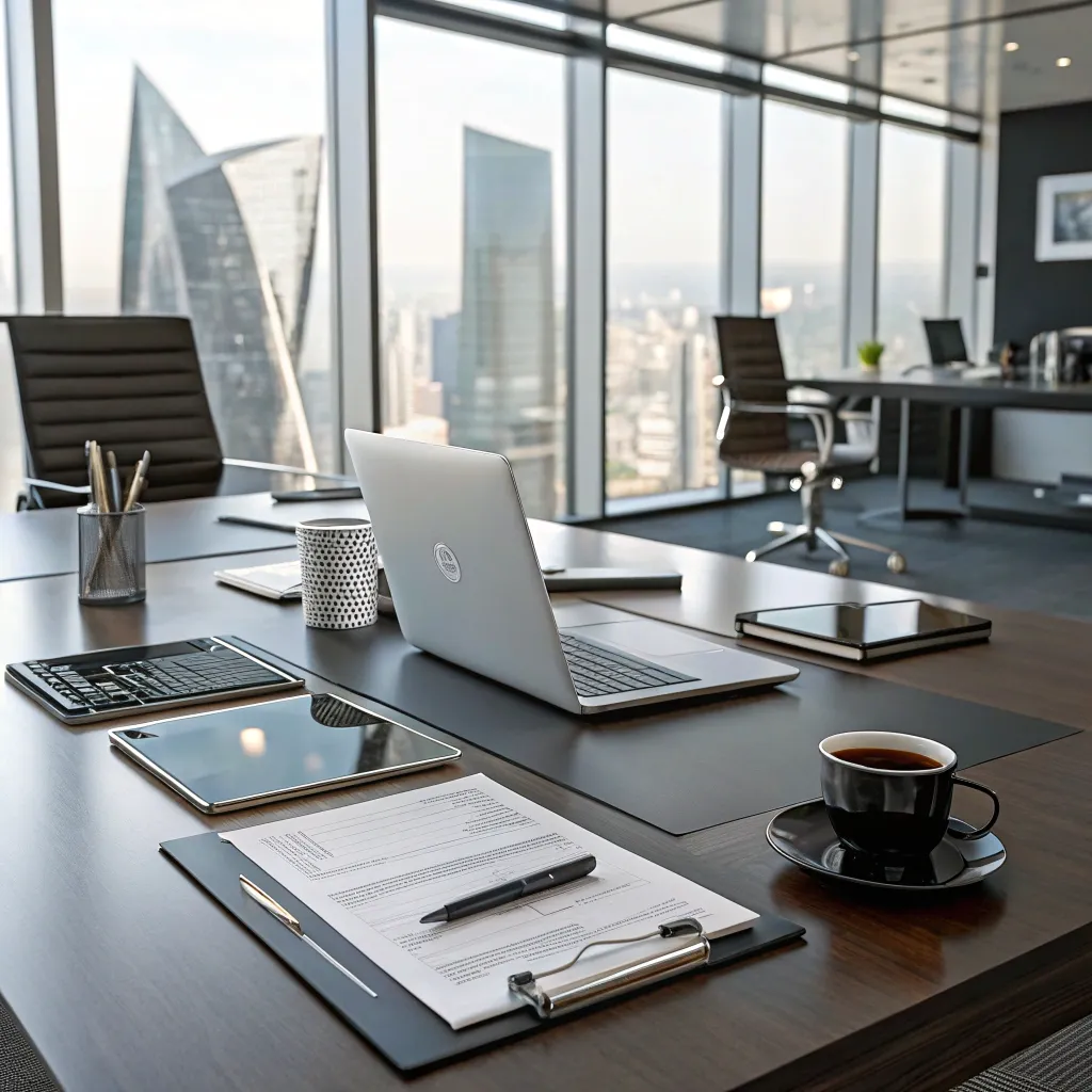 Executive desk in modern office setting